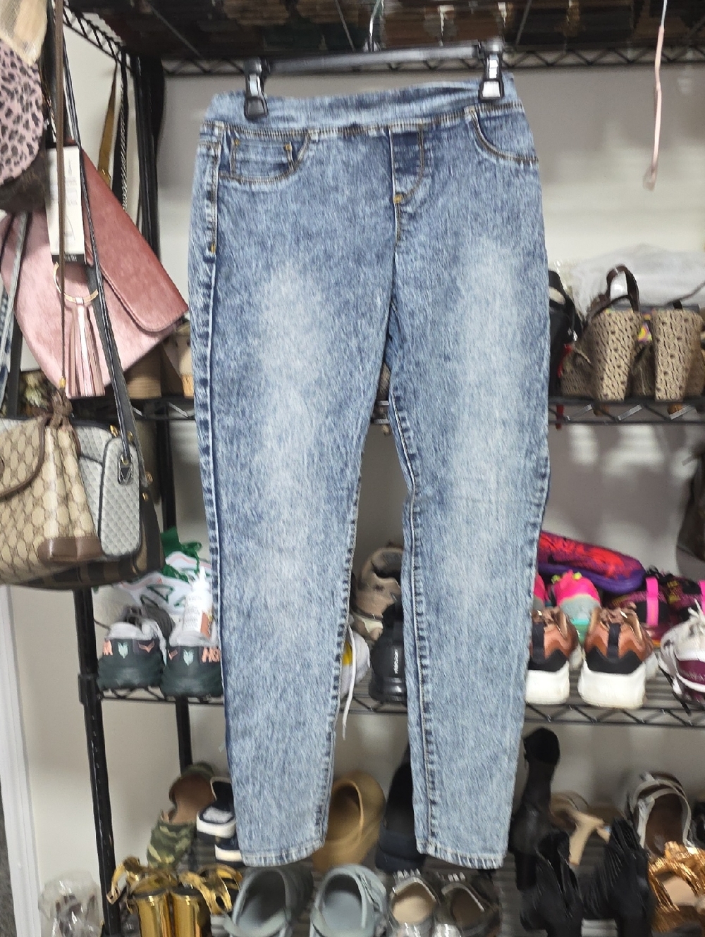 Tractr Womens Acid-Wash Blue High-Rise Skinny Jeans